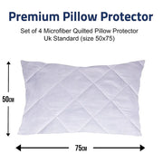SOMER FIELD Quilted Microfiber Pillow Protectors with Zipper – Pack of 4, Breathable & Machine Washable, 50 x 75cm-GCC Home Center