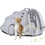 Load image into Gallery viewer, halinfer SOURCER Expandable Bubble Cat Carrier Backpack, Space Capsule Pet Carrier for Small Dog, Transparent Pet Hiking Traveling Backpack X-Large Grey