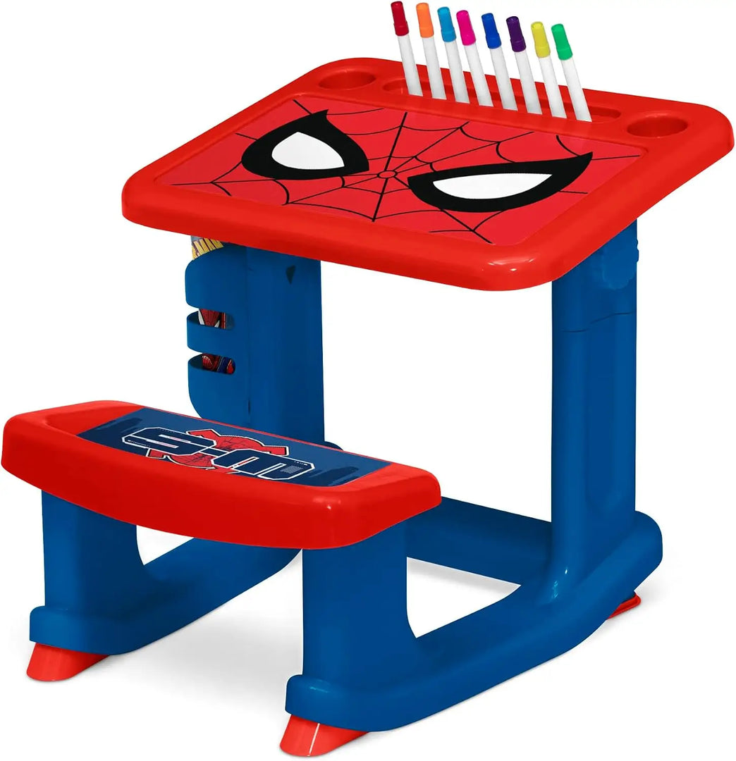 SpiderMan Draw and Play Desk by Delta Children Includes 10 Markers and Coloring Book