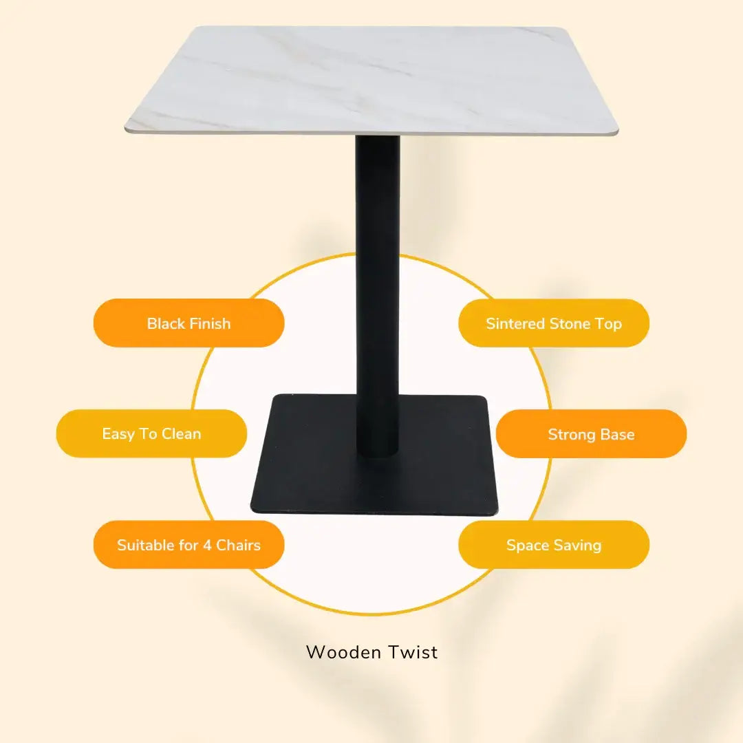 Square Ceramic Top Dining Table for Café & Restaurant