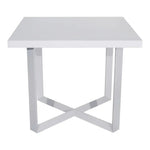 Load image into Gallery viewer, White glossy square meeting table with chrome x-shaped legs durable matt white scratch and water proof surface