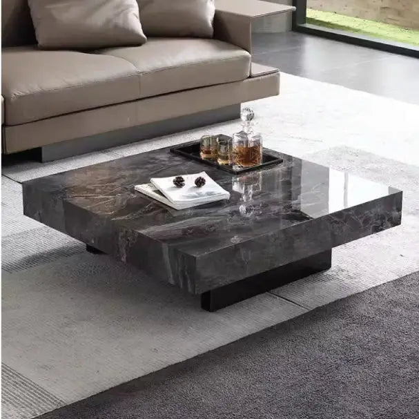 Jilphar Furniture Square Shape Creative Coffee Table Luxury Modern Marble Slate Square Corner Table Side Table For Living Room JP4057-GCC Home Center