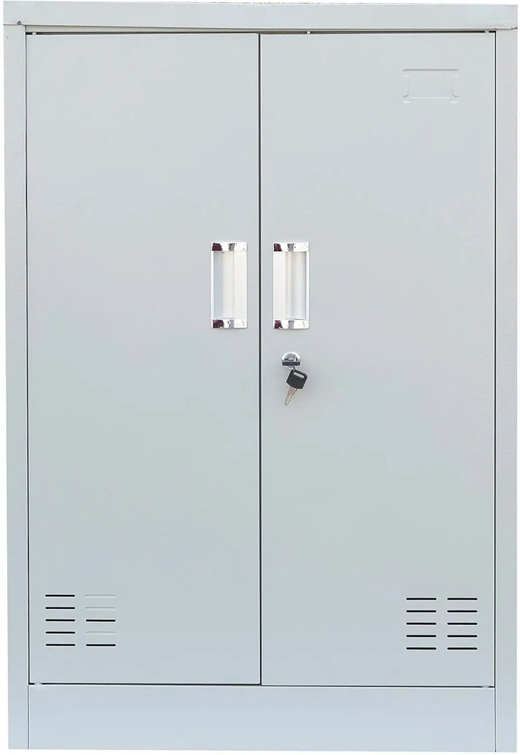 Steel Shoe Rack With Doors - Grey