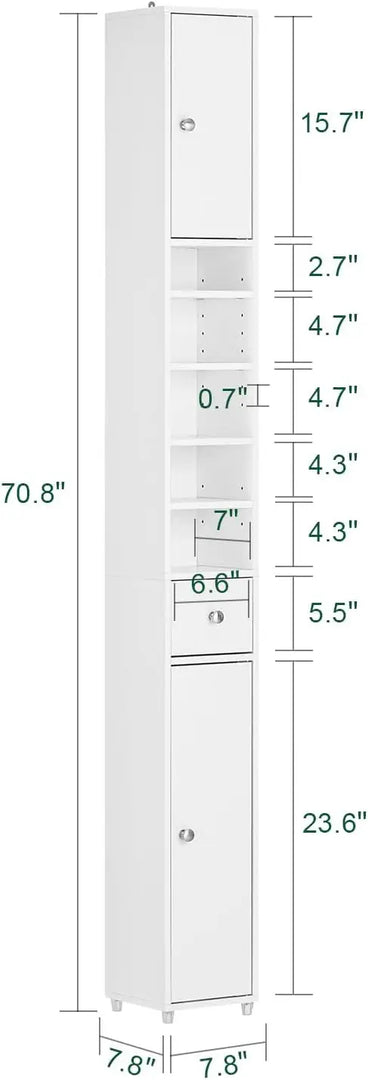 (Dubai Stock) SoBuy مجلس الوزراء Storage Cabinet Drawer Cabinet bathroom storage Bathroom Tall Cabinet 20x20x180cm (white) BZR34-W