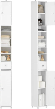 (Dubai Stock) SoBuy مجلس الوزراء Storage Cabinet Drawer Cabinet bathroom storage Bathroom Tall Cabinet 20x20x180cm (white) BZR34-W