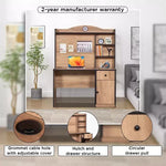 Load image into Gallery viewer, Study Desk with Hutch, Drawer &amp; Door