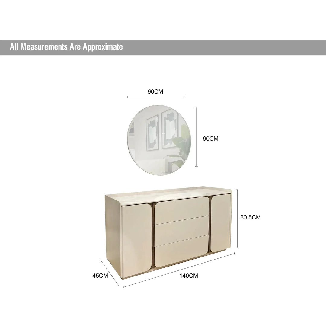 Stylish Mila Dresser with Round Mirror