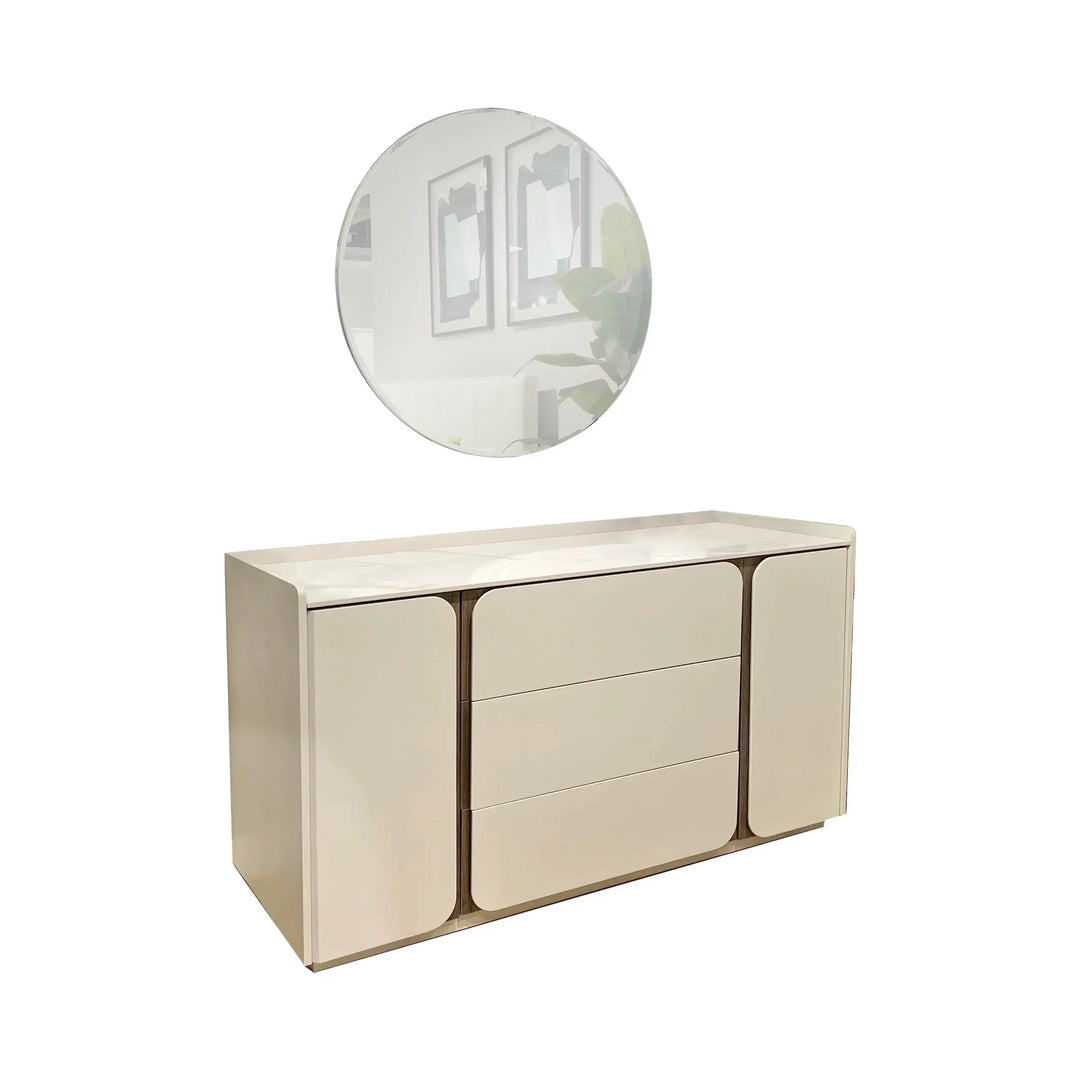 Stylish Mila Dresser with Round Mirror