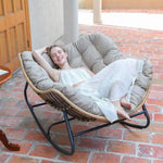 Load image into Gallery viewer, SWITTE Modern Americana Patio Rocking Chair, Rattan Wicker Lounge Chair, Indoor Papasan Chair, Beige - Relaxing, Sleeping, Reading - Ergonomic Design, Durable Alloy Frame-GCC Home Center