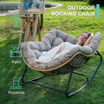 Load image into Gallery viewer, SWITTE Modern Americana Patio Rocking Chair, Rattan Wicker Lounge Chair, Indoor Papasan Chair, Beige - Relaxing, Sleeping, Reading - Ergonomic Design, Durable Alloy Frame-GCC Home Center