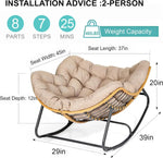 Load image into Gallery viewer, SWITTE Modern Americana Patio Rocking Chair, Rattan Wicker Lounge Chair, Indoor Papasan Chair, Beige - Relaxing, Sleeping, Reading - Ergonomic Design, Durable Alloy Frame-GCC Home Center
