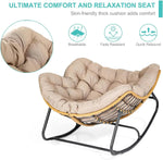 Load image into Gallery viewer, SWITTE Modern Americana Patio Rocking Chair, Rattan Wicker Lounge Chair, Indoor Papasan Chair, Beige - Relaxing, Sleeping, Reading - Ergonomic Design, Durable Alloy Frame-GCC Home Center