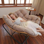 Load image into Gallery viewer, SWITTE Modern Americana Patio Rocking Chair, Rattan Wicker Lounge Chair, Indoor Papasan Chair, Beige - Relaxing, Sleeping, Reading - Ergonomic Design, Durable Alloy Frame-GCC Home Center