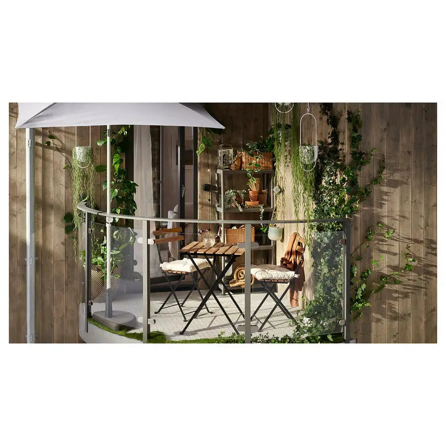 Table + 2 Chairs, Outdoor, Black/Light Brown Stained
