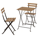 Load image into Gallery viewer, Table + 2 Chairs, Outdoor, Black/Light Brown Stained