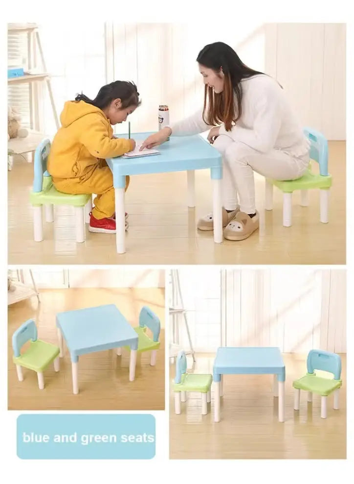 Table and Chair Set, 3 Piece Plastic Easy Clean- Suitable for Reading, Drawing, Snack Time, Arts Crafts, Preschool and More