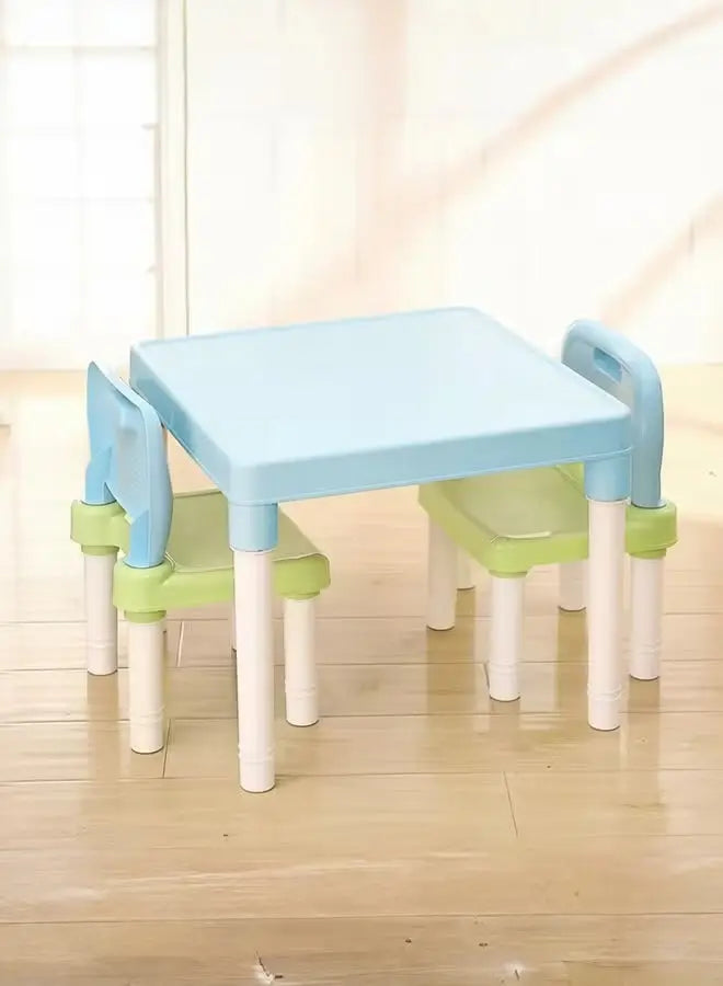 Table and Chair Set, 3 Piece Plastic Easy Clean- Suitable for Reading, Drawing, Snack Time, Arts Crafts, Preschool and More