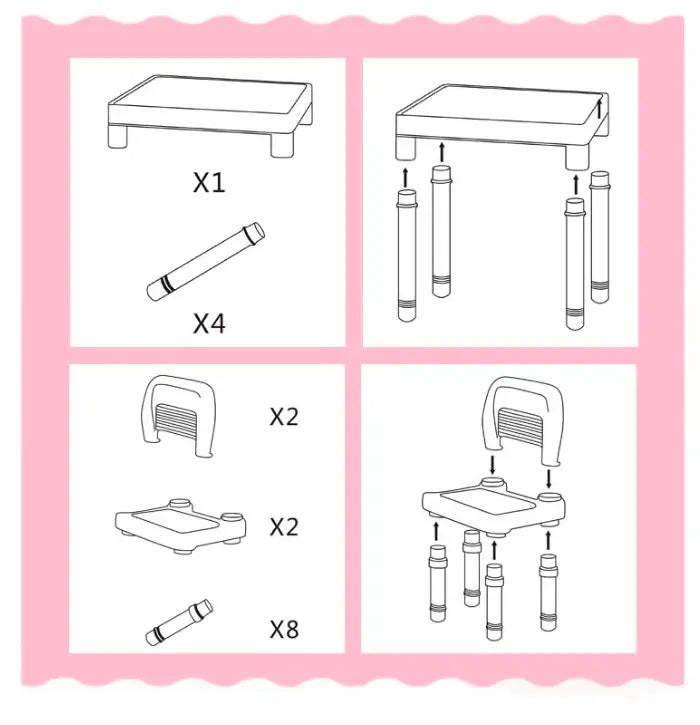 Table and Chair Set, 3 Piece Plastic Easy Clean- Suitable for Reading, Drawing, Snack Time, Arts Crafts, Preschool and More