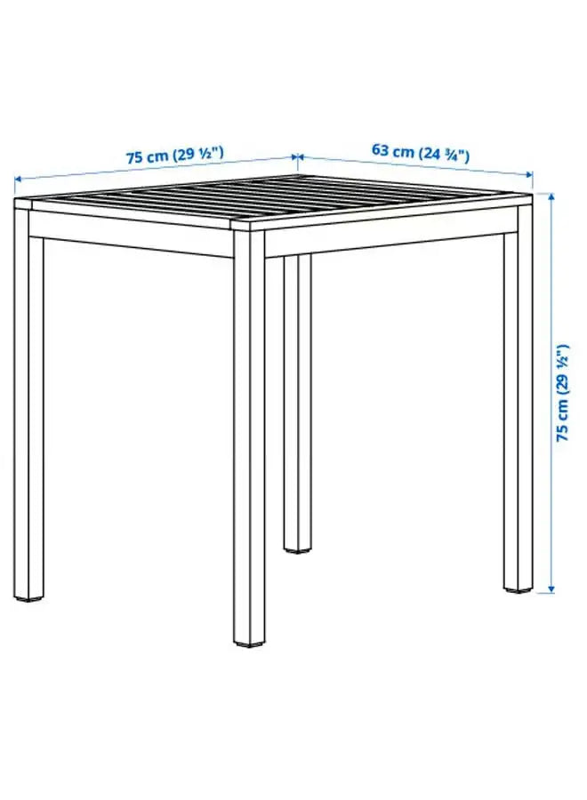 Table, Outdoor, Light Brown Stained, 75X63 Cm