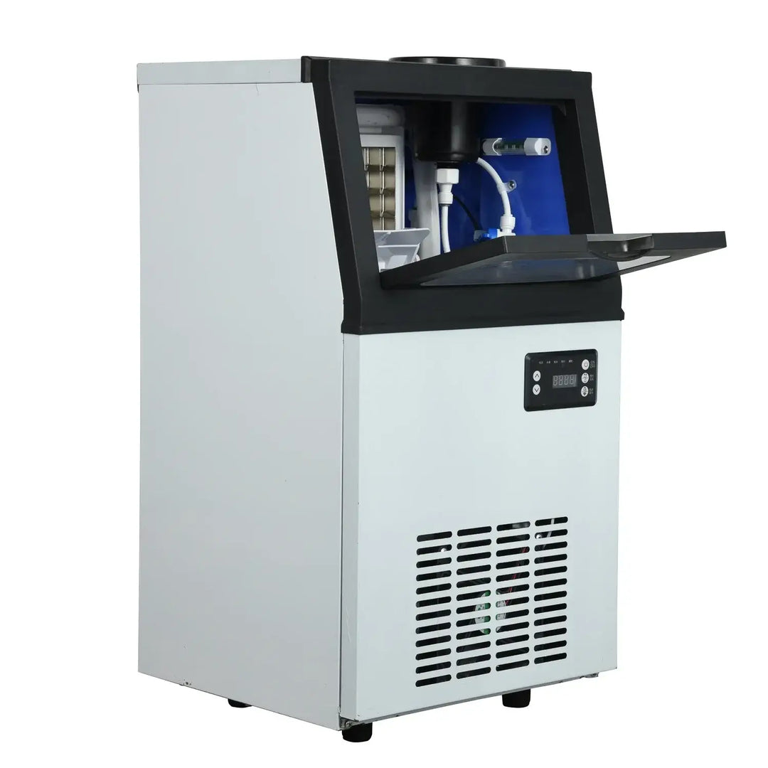 Tap Water Ice Maker Machine, 60KG/24H Stainless Steel Under Counter ice Machine with 17.6lbs Ice Storage Capacity, Freestanding Ice Maker.