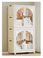 Load image into Gallery viewer, TAPIT Portable Closet Wardrobe Foldable Baby Clothes Organizer Kids Closet Wardrobe Collapsible Children Clothes Cabinet Bedroom Nursery Armoire Clothing Storage with Clear Doors (B-7033-1)-GCC Home Center