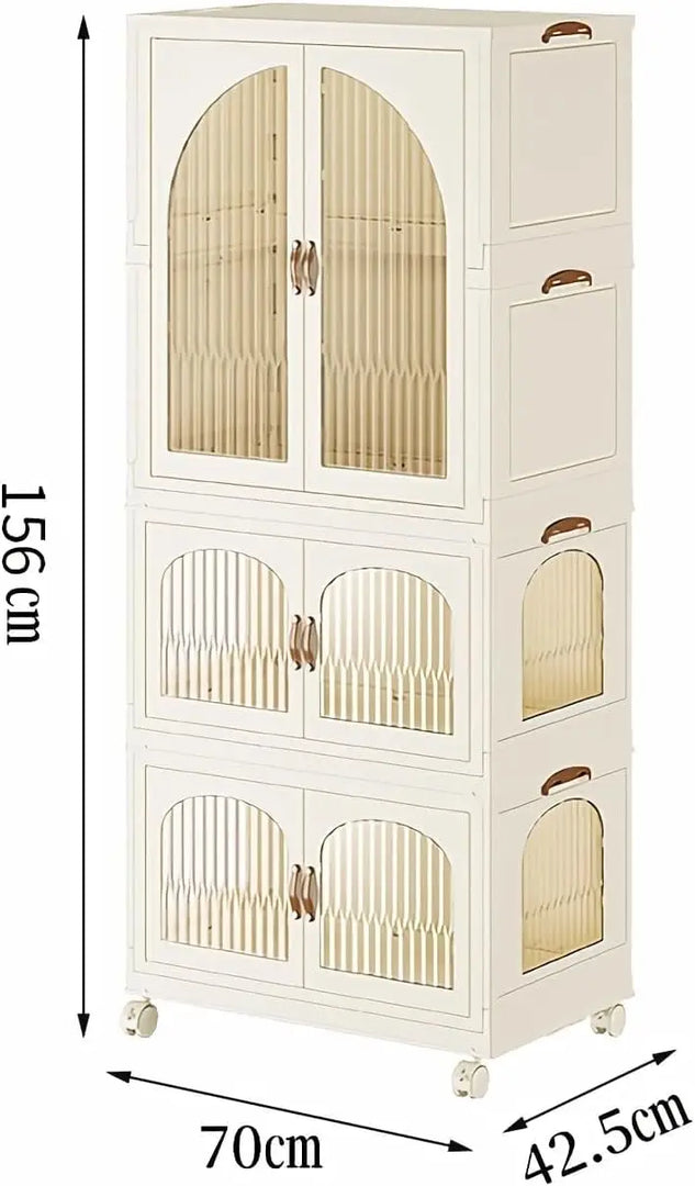 TAPIT Portable Closet Wardrobe Foldable Baby Clothes Organizer Kids Closet Wardrobe Collapsible Children Clothes Cabinet Bedroom Nursery Armoire Clothing Storage with Clear Doors (B-7033-1)-GCC Home Center