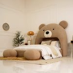 Load image into Gallery viewer, Teddy Kids Upholstered Bed – Modern Fabric Bed with Pouffe