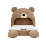 Load image into Gallery viewer, Teddy Kids Upholstered Bed – Modern Fabric Bed with Pouffe