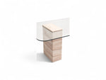 Load image into Gallery viewer, Travertine &amp; Glass Dining Table - Latte