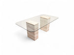 Load image into Gallery viewer, Travertine &amp; Glass Dining Table - Latte