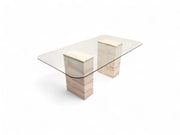 Travertine & Glass Dining Table - Latte