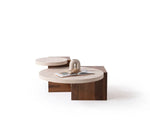 Load image into Gallery viewer, Travertine Walnut Coffee Table Set