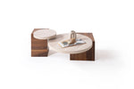 Load image into Gallery viewer, Travertine Walnut Coffee Table Set