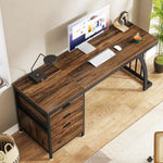 Load image into Gallery viewer, Tribesigns Computer Desk with 3 Drawers, 59-Inch PC Desk with Reversible Drawers, Industrial Study Writing Table Workstation with File Storage for Home Office, Rustic Brown-GCC Home Center