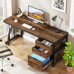 Load image into Gallery viewer, Tribesigns Computer Desk with 3 Drawers, 59-Inch PC Desk with Reversible Drawers, Industrial Study Writing Table Workstation with File Storage for Home Office, Rustic Brown-GCC Home Center