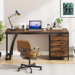 Load image into Gallery viewer, Tribesigns Computer Desk with 3 Drawers, 59-Inch PC Desk with Reversible Drawers, Industrial Study Writing Table Workstation with File Storage for Home Office, Rustic Brown-GCC Home Center