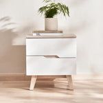 Load image into Gallery viewer, Troya Nightstand – 2 Drawer (White Natural Finish)