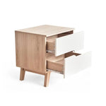 Load image into Gallery viewer, Troya Nightstand – 2 Drawer (White Natural Finish)