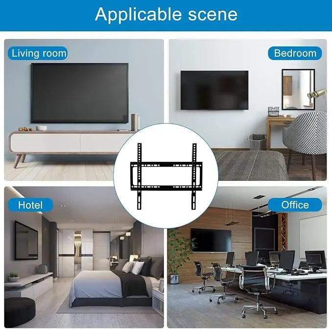 TV Wall Mount 26-65 Inches Ultra Strong Slim Fixed TV Bracket Heavy Duty Ultra Super Strong 50KG TV Wall Mount with Wall Fixing Kit for Flat Curved Screen TV LED LCD OLED and Plasma 50Kg