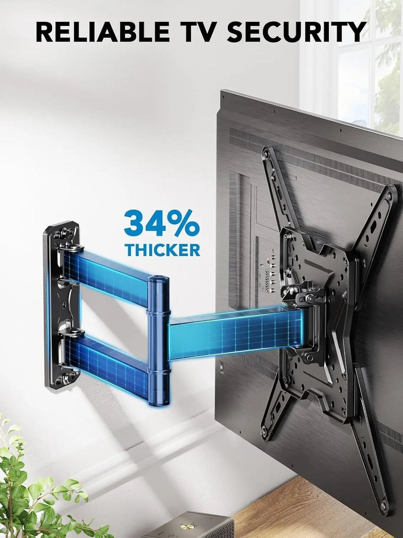 TV Wall Mount for Most 26-60 inch TVs, Full Motion with Swivel ±90°, Tilt +5~-15° & Extension, Single Stud Bracket Holds up to 35 kg, Max VESA 400x400mm