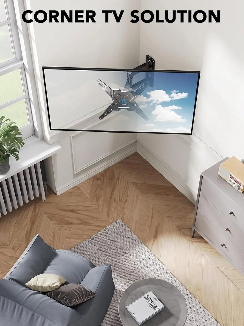 TV Wall Mount for Most 26-60 inch TVs, Full Motion with Swivel ±90°, Tilt +5~-15° & Extension, Single Stud Bracket Holds up to 35 kg, Max VESA 400x400mm