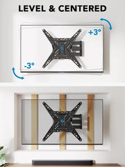 TV Wall Mount for Most 26-60 inch TVs, Full Motion with Swivel ±90°, Tilt +5~-15° & Extension, Single Stud Bracket Holds up to 35 kg, Max VESA 400x400mm