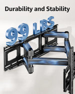 Load image into Gallery viewer, TV Wall Mount Full Motion for 32-70" Flat Curved TVs | Max VESA 400x400mm, up to 99 LBS, Fits 12"/16"Studs, Swivel/Tilt/Level/Extension, 2 Height Adjustment, Articulating Dual Arm