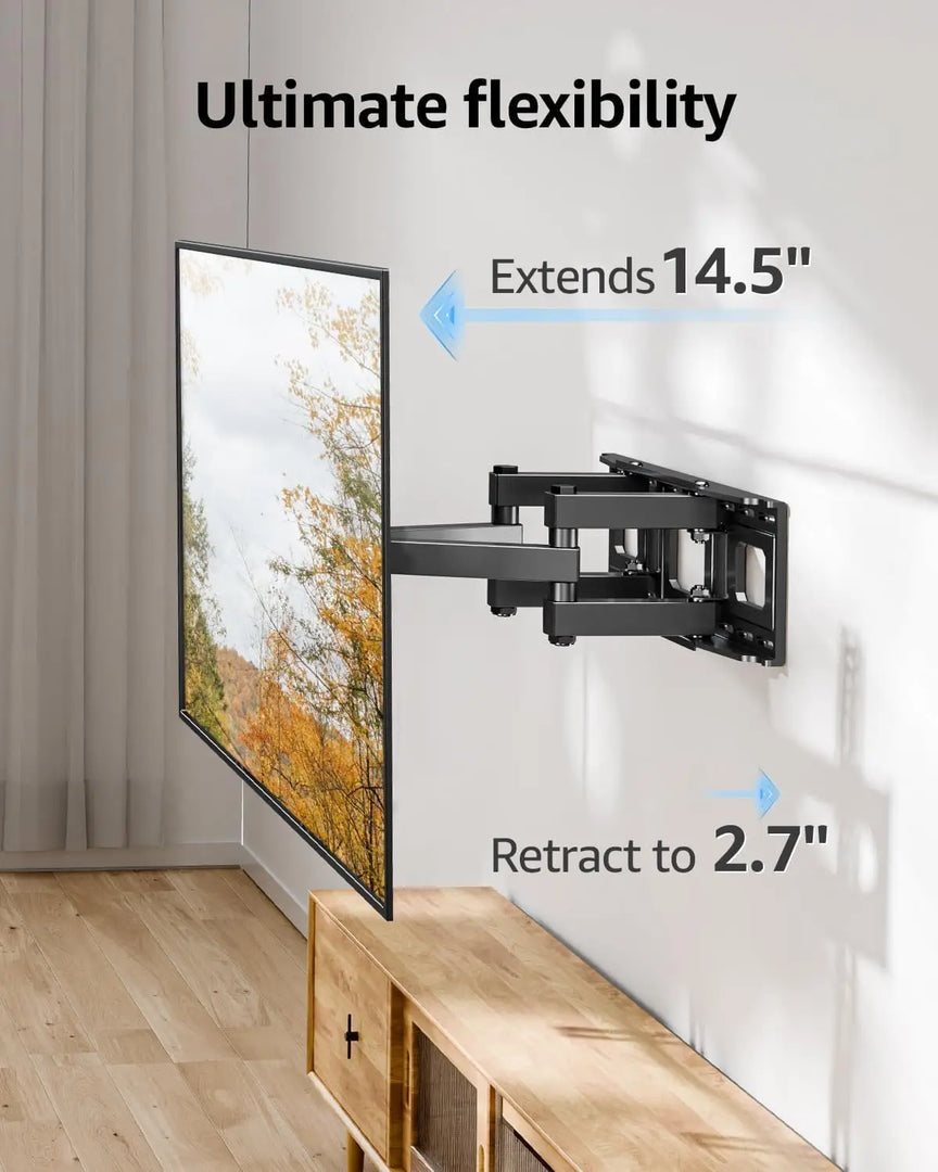 TV Wall Mount Full Motion for 32-70" Flat Curved TVs | Max VESA 400x400mm, up to 99 LBS, Fits 12"/16"Studs, Swivel/Tilt/Level/Extension, 2 Height Adjustment, Articulating Dual Arm