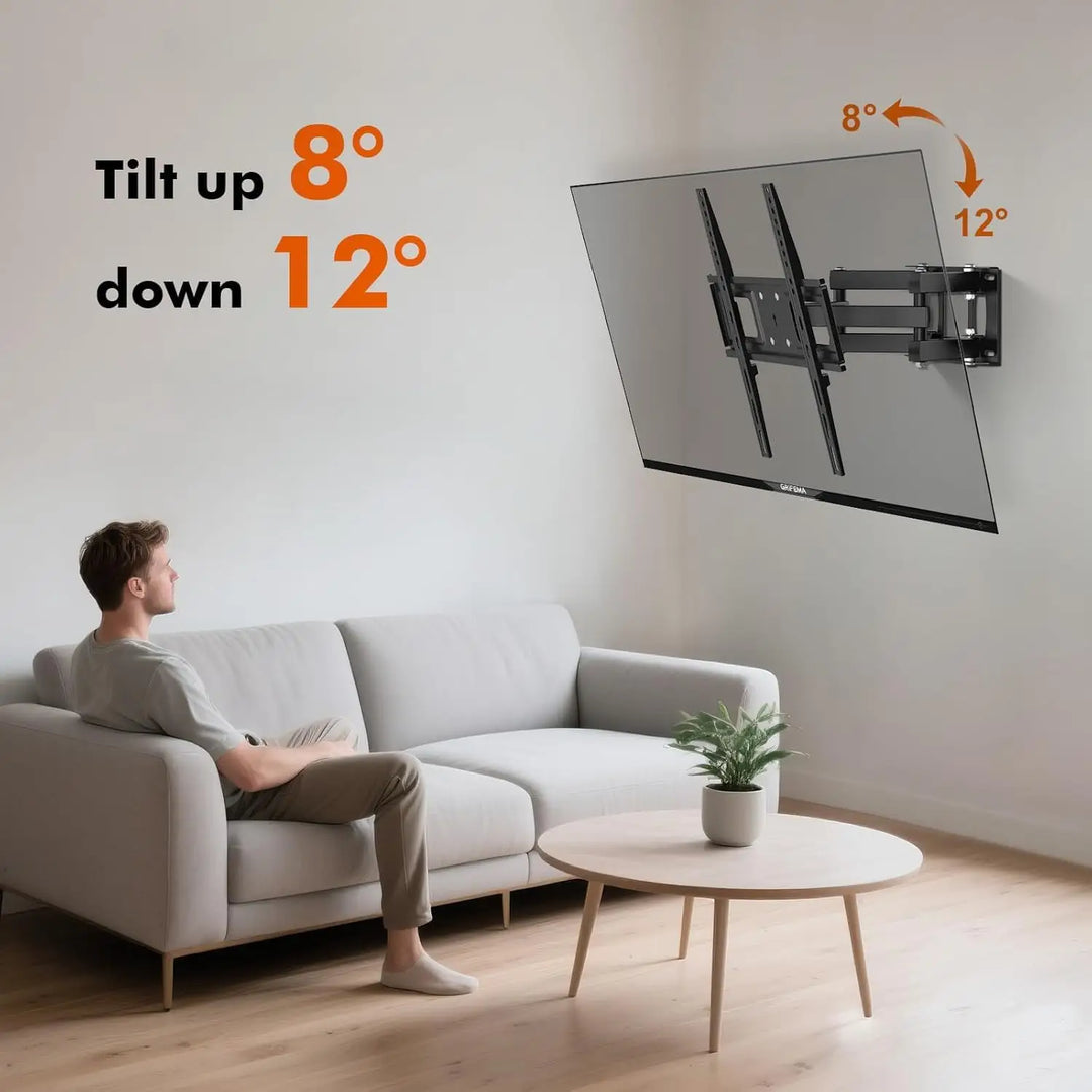 TV Wall Mount Stand for 26-55'' Flat Screen/LED/4K TVs, Full Motion TV Mount with Swivel and Tilt Articulating Dual Arms, Max VESA 400x400mm, Holds up 50KG