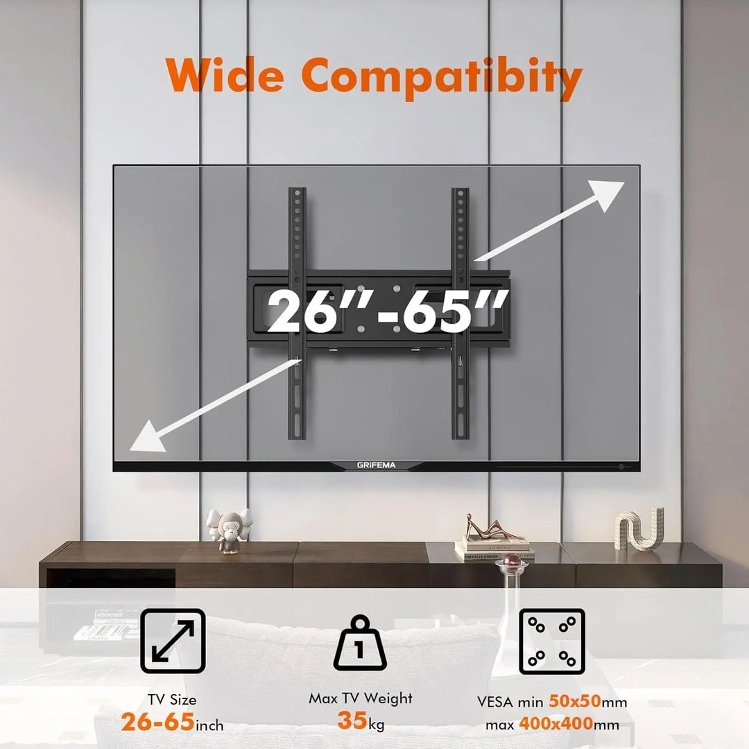 TV Wall Mount Stand for 26-55'' Flat Screen/LED/4K TVs, Full Motion TV Mount with Swivel and Tilt Articulating Dual Arms, Max VESA 400x400mm, Holds up 50KG