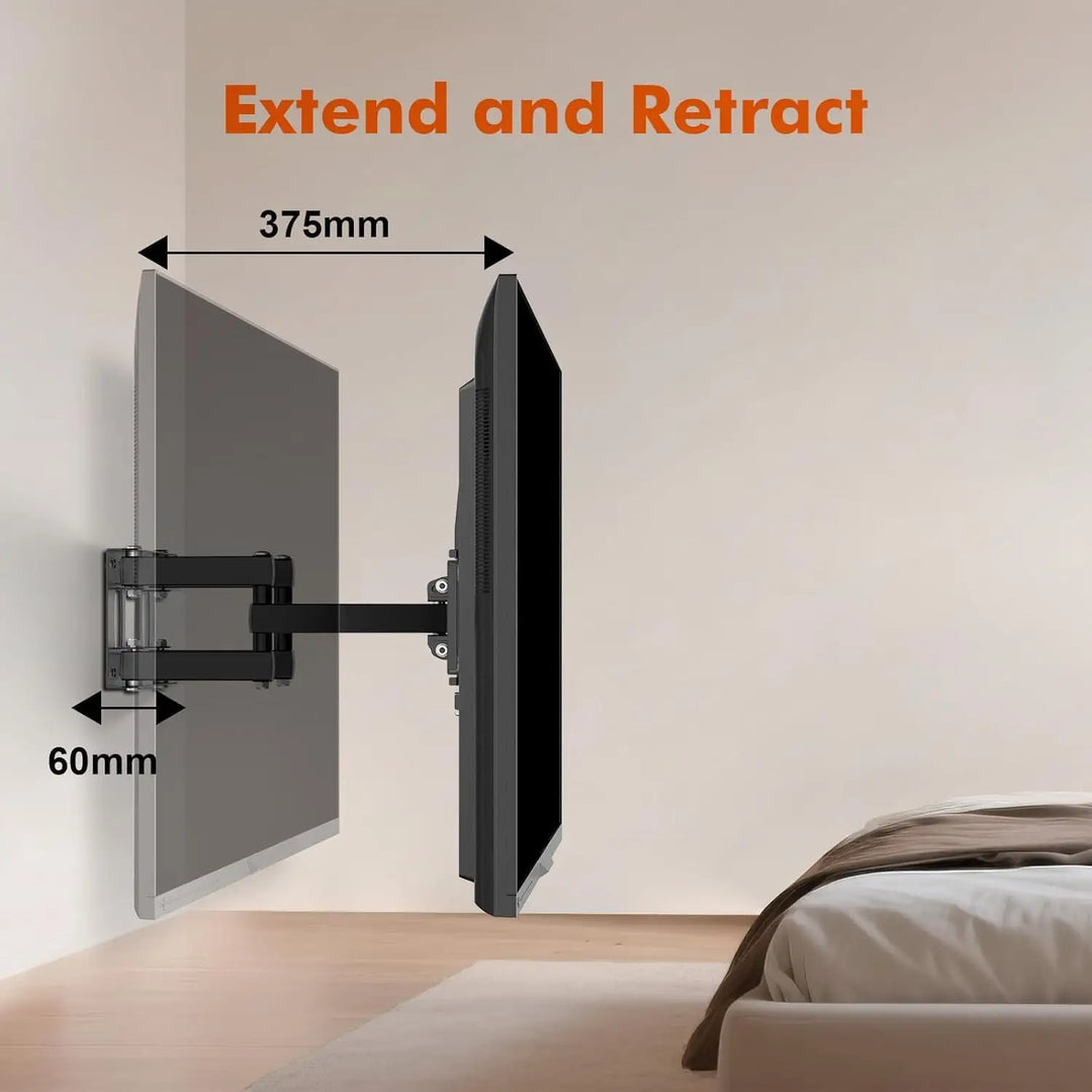 TV Wall Mount Stand for 26-55'' Flat Screen/LED/4K TVs, Full Motion TV Mount with Swivel and Tilt Articulating Dual Arms, Max VESA 400x400mm, Holds up 50KG