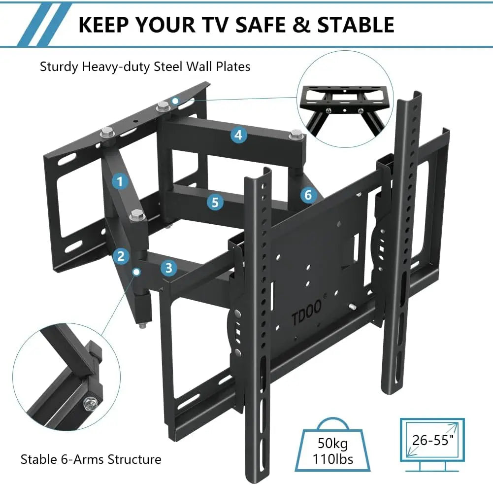 Arabian Mall Universal TV Wall Mount Stand (26-75 Inch) – Dual Articulating Full Motion Bracket