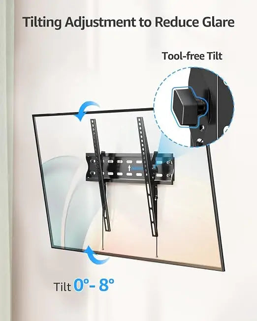 TV Wall Mount, Tilting TV Bracket for Most 26-60 Inch LED LCD OLED Flat/Curved TVs, Low Profile Save Spacing, Fits 12" to 16" Stud, Max VESA 400x400mm up to 99 LBS, MU0007
