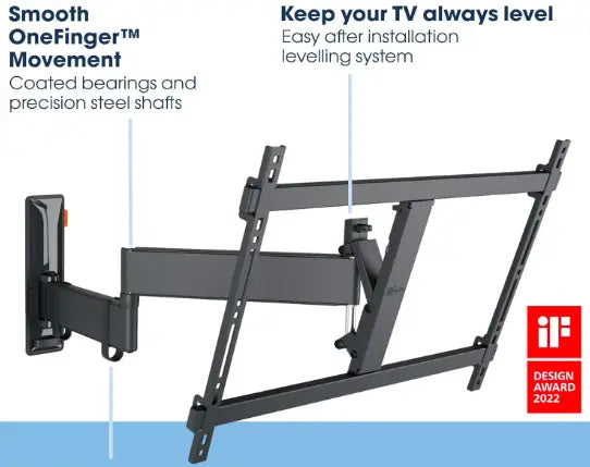 TVM 3645 Swivel TV Wall Mount Bracket for 40-77 Inch TVs, Holds TVs Up To Max. 35 kg, Swivels Up To 180° Full Motion TV Mount Max. VESA 600x400, Universal Compatibility